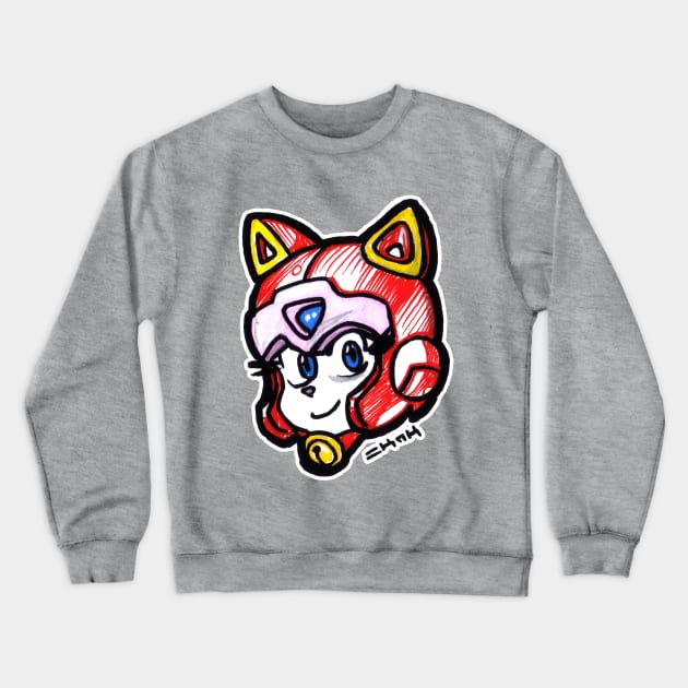 Polly Esther Samurai Pizza Cat Crewneck Sweatshirt by sketchnkustom